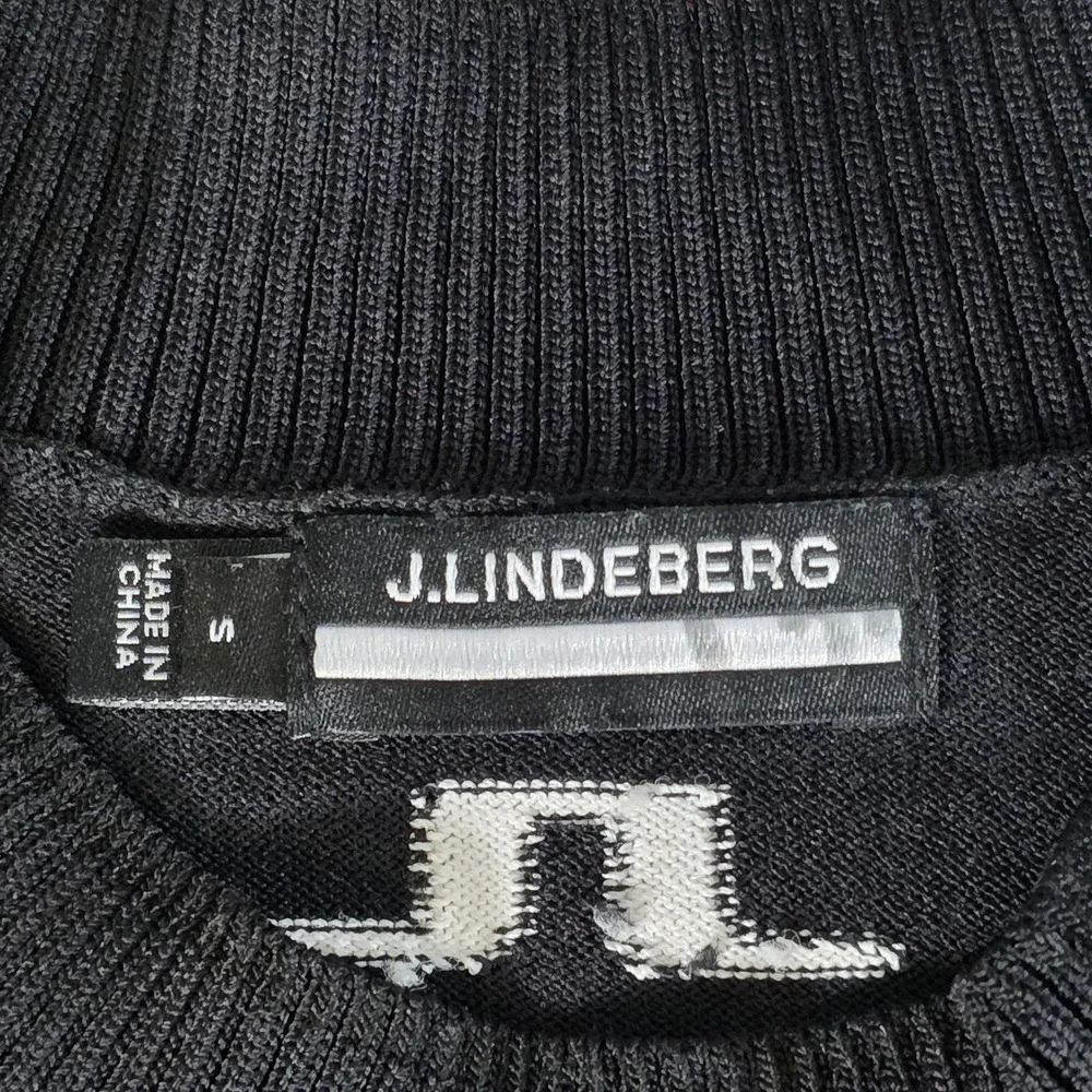 J.Lindeberg Gus Knitted Sweater Mens Small Black Bridge Logo Golf GMKW08963